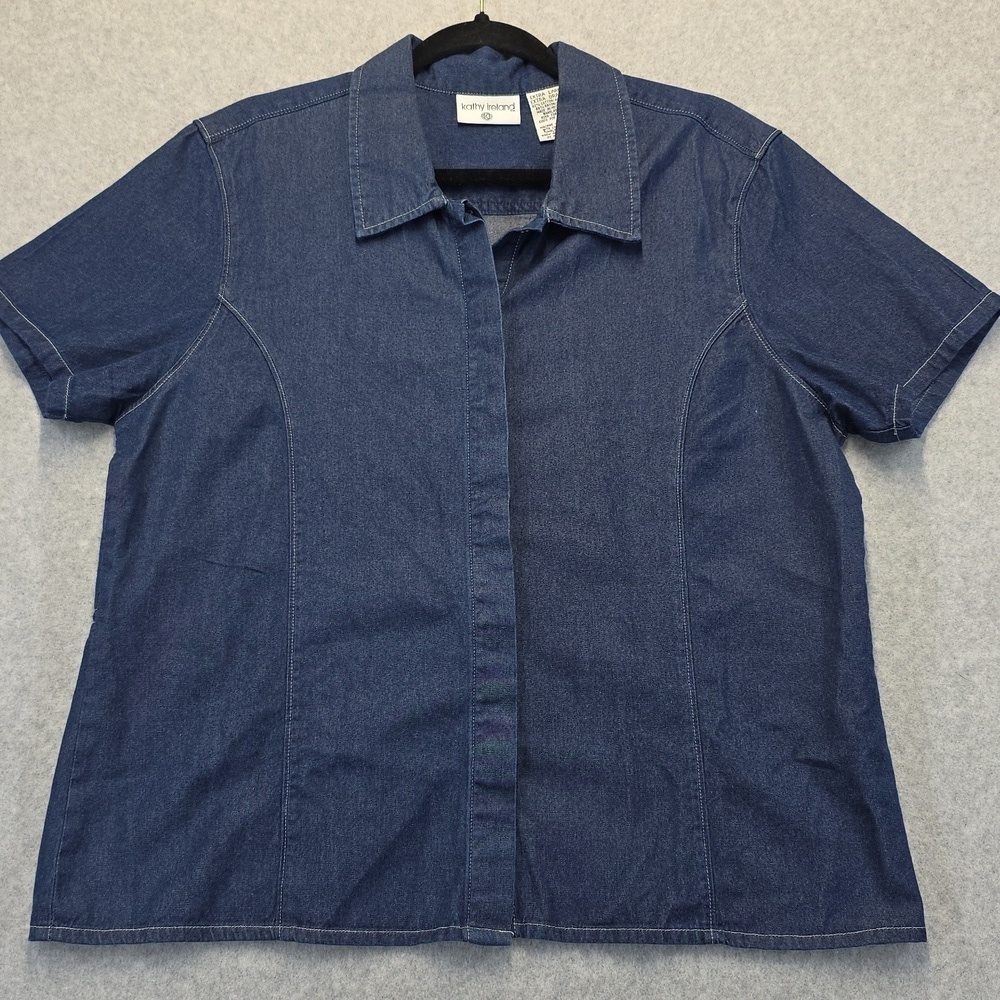 Kathy Ireland Indigo Short Sleeve Denim Shirt